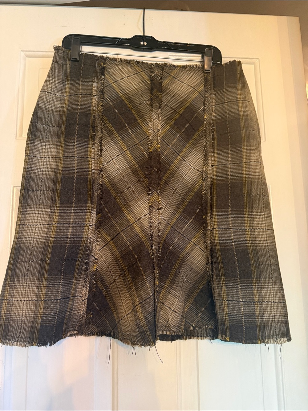 Plaid A-Line Women’s Skirt in Olive and Brown